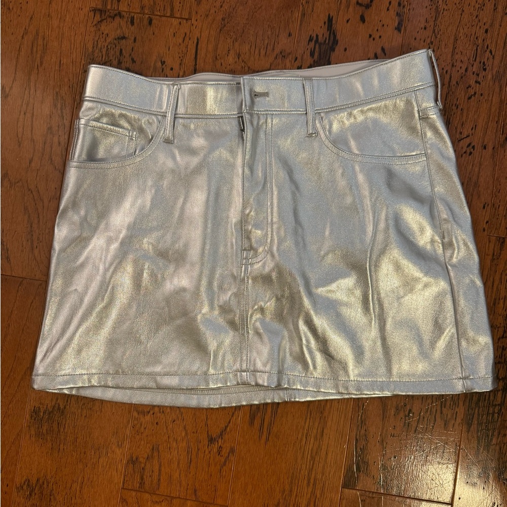 Abercrombie faux leather metallic silver  Mini Skirt